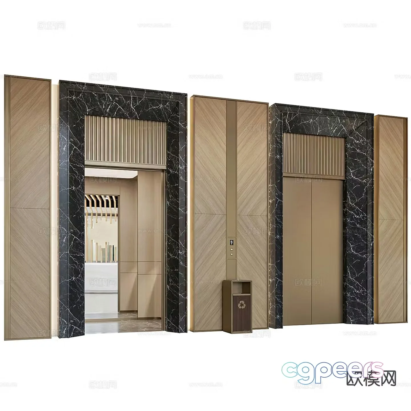 Light luxury two-door elevator lift 3D model