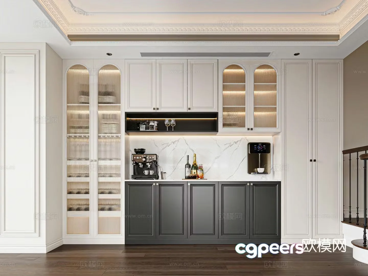 French sideboard glass wine cabinet coffee machine French wine cabinet American wine cabinet American sideboard 3D model