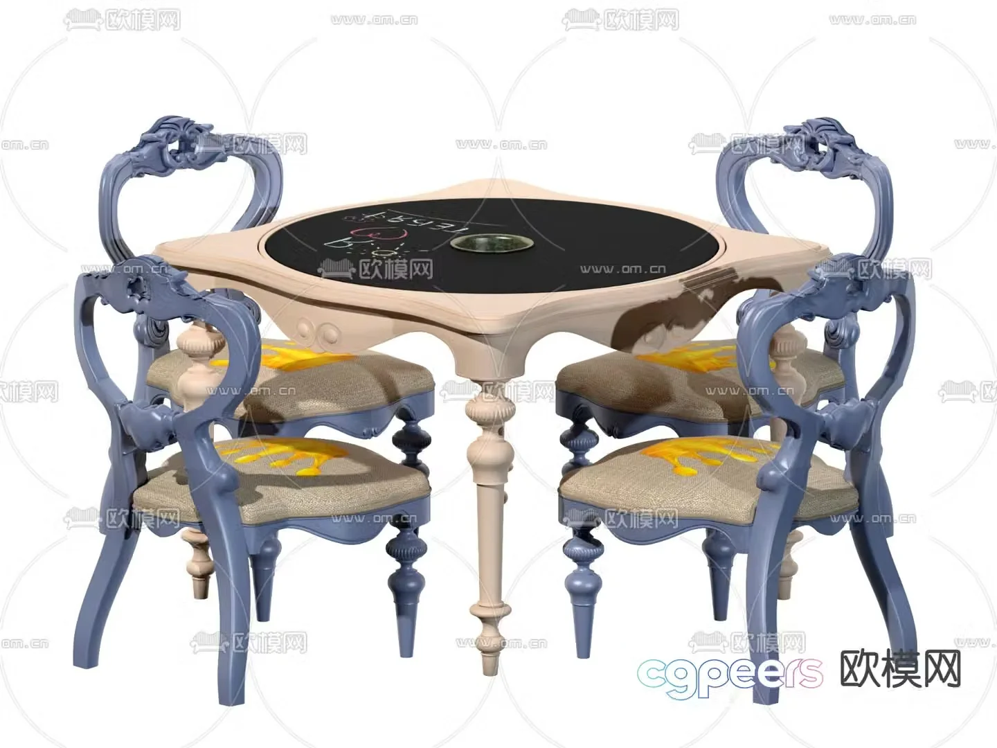 European style children’s table and chair 3d model
