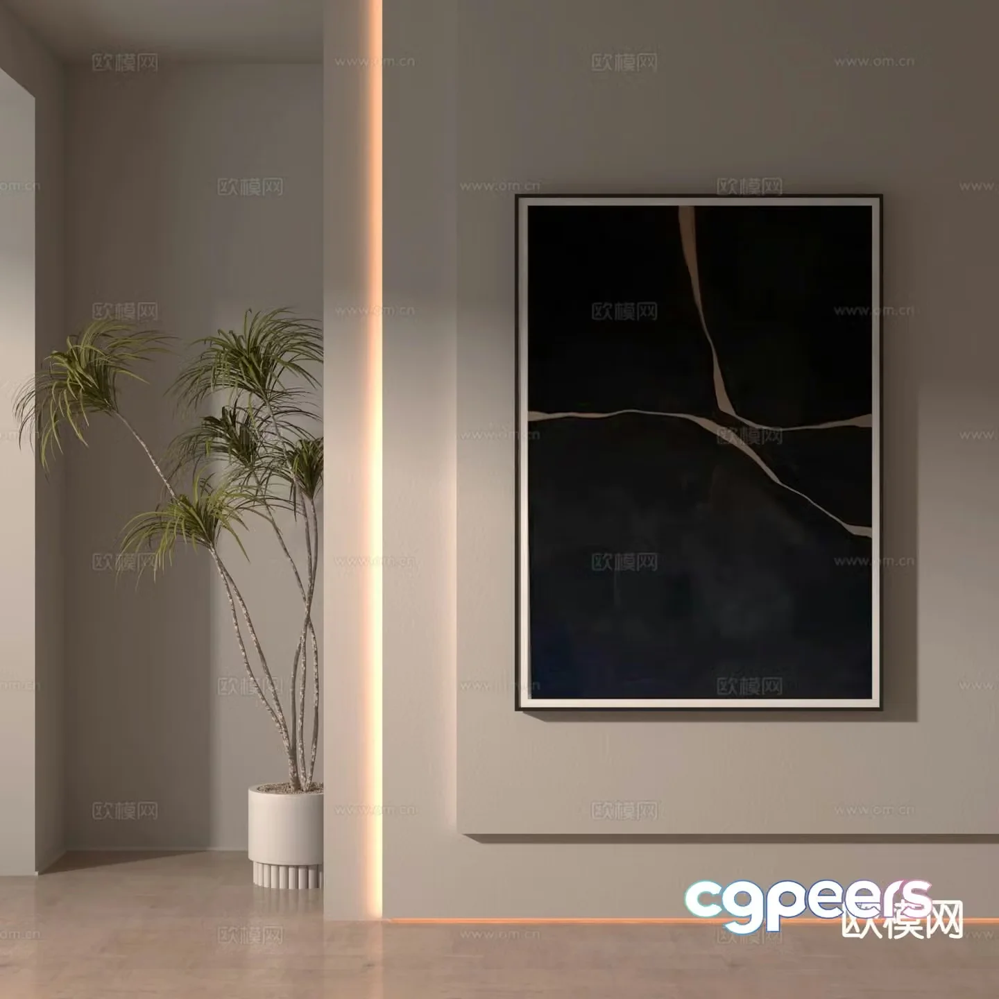 Wabi-sabi style hanging painting decorative hanging painting abstract painting 3D model