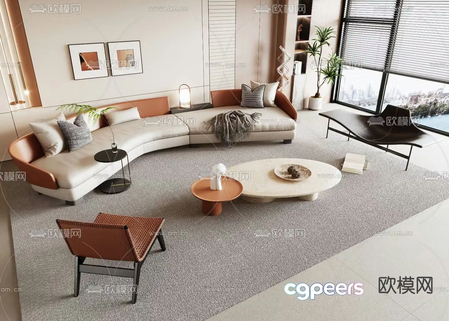 Modern modular sofa curved sofa 3d model