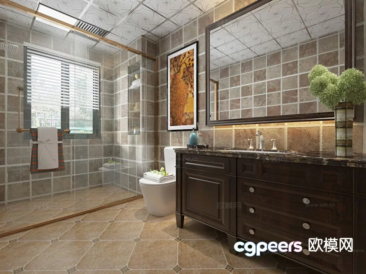 American bathroom bathroom toilet 3d model