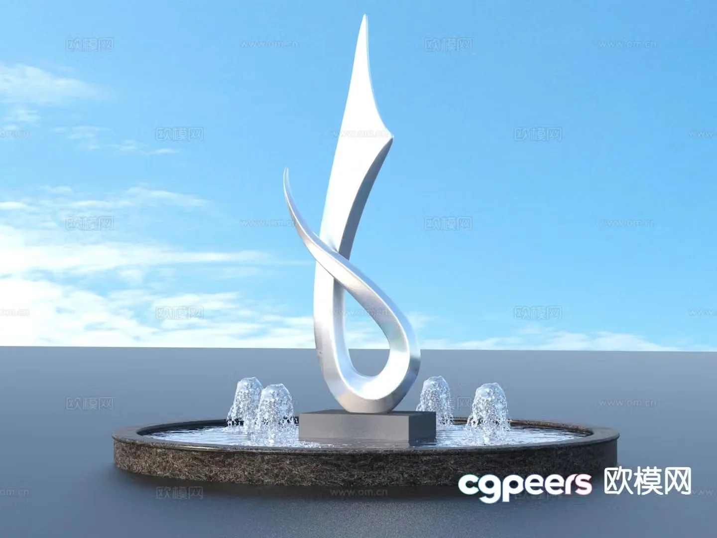 Urban sculpture water fountain landscape sculpture 3d model