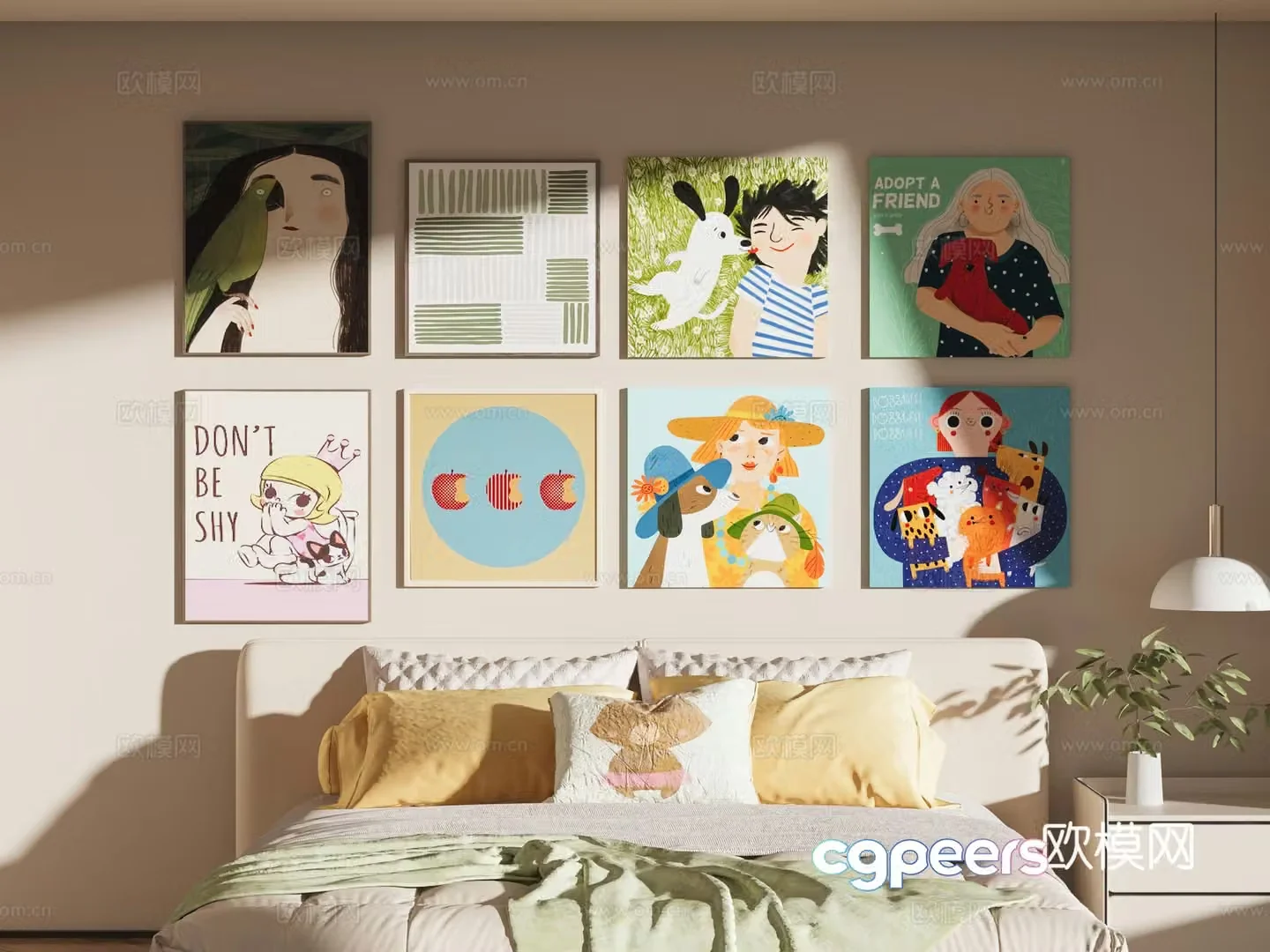 Children’s hanging paintings cartoon hanging paintings children’s bedding and bedding 3D model