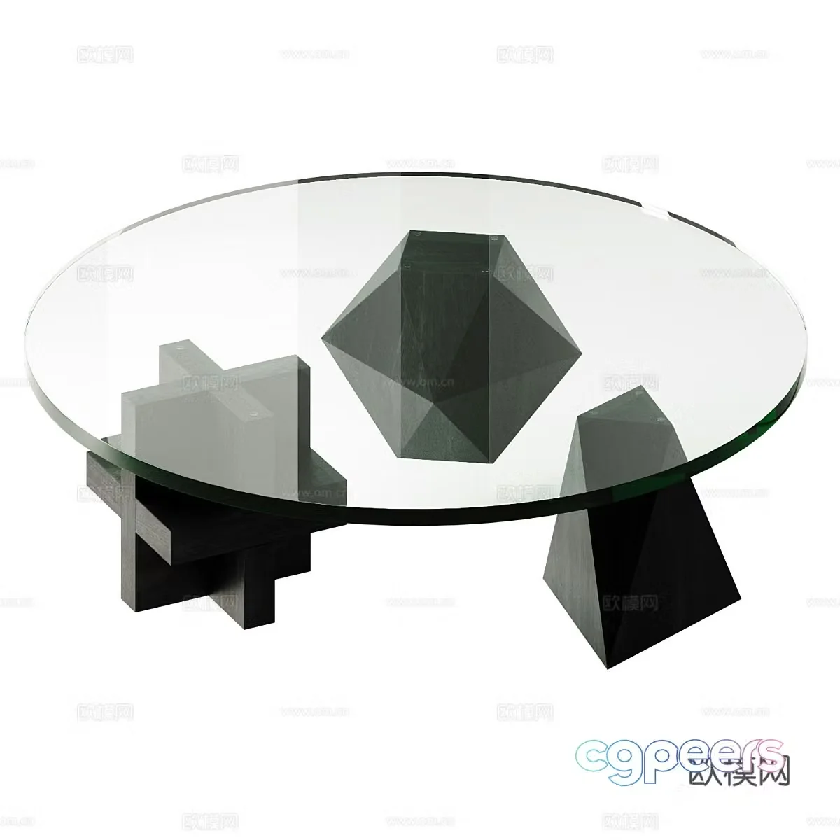 Modern Italian Polyhedron glass coffee table 3d model