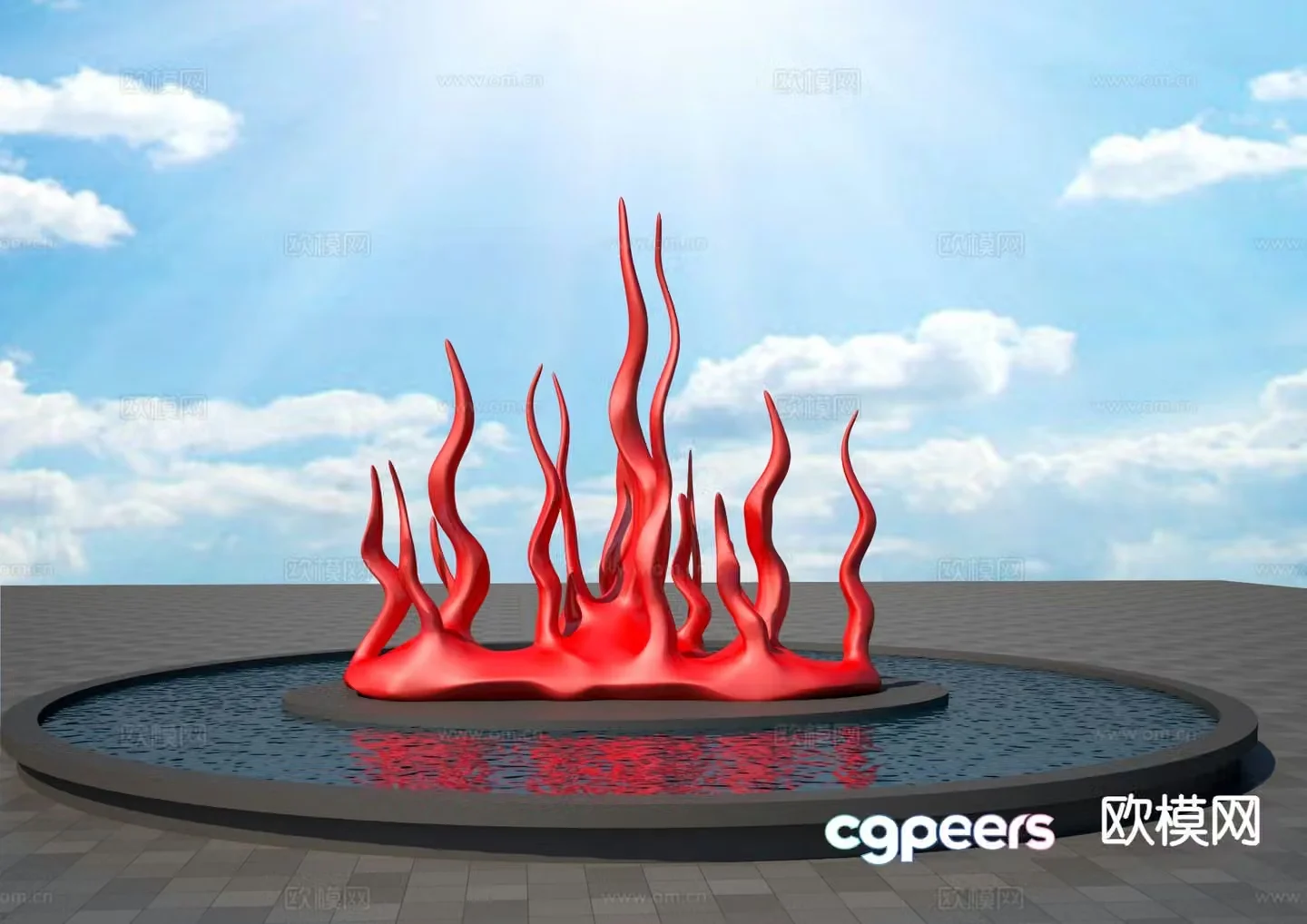 Flame sculpture urban sculpture 3d model