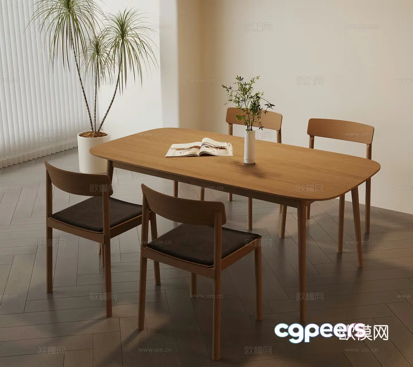 Modern Wasabi Dining Table Dining Chair 3D Model