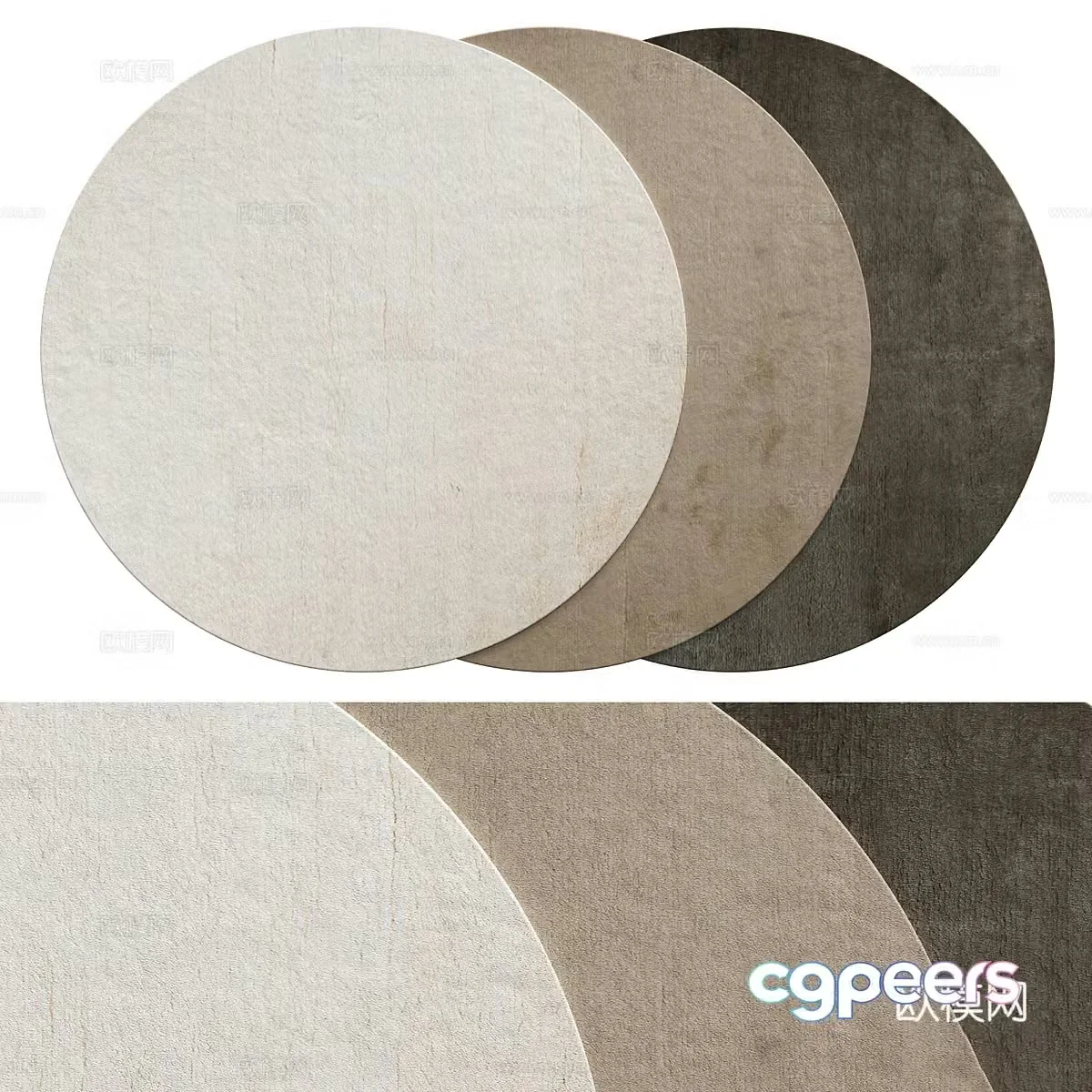 New Chinese round fabric carpet 3D model