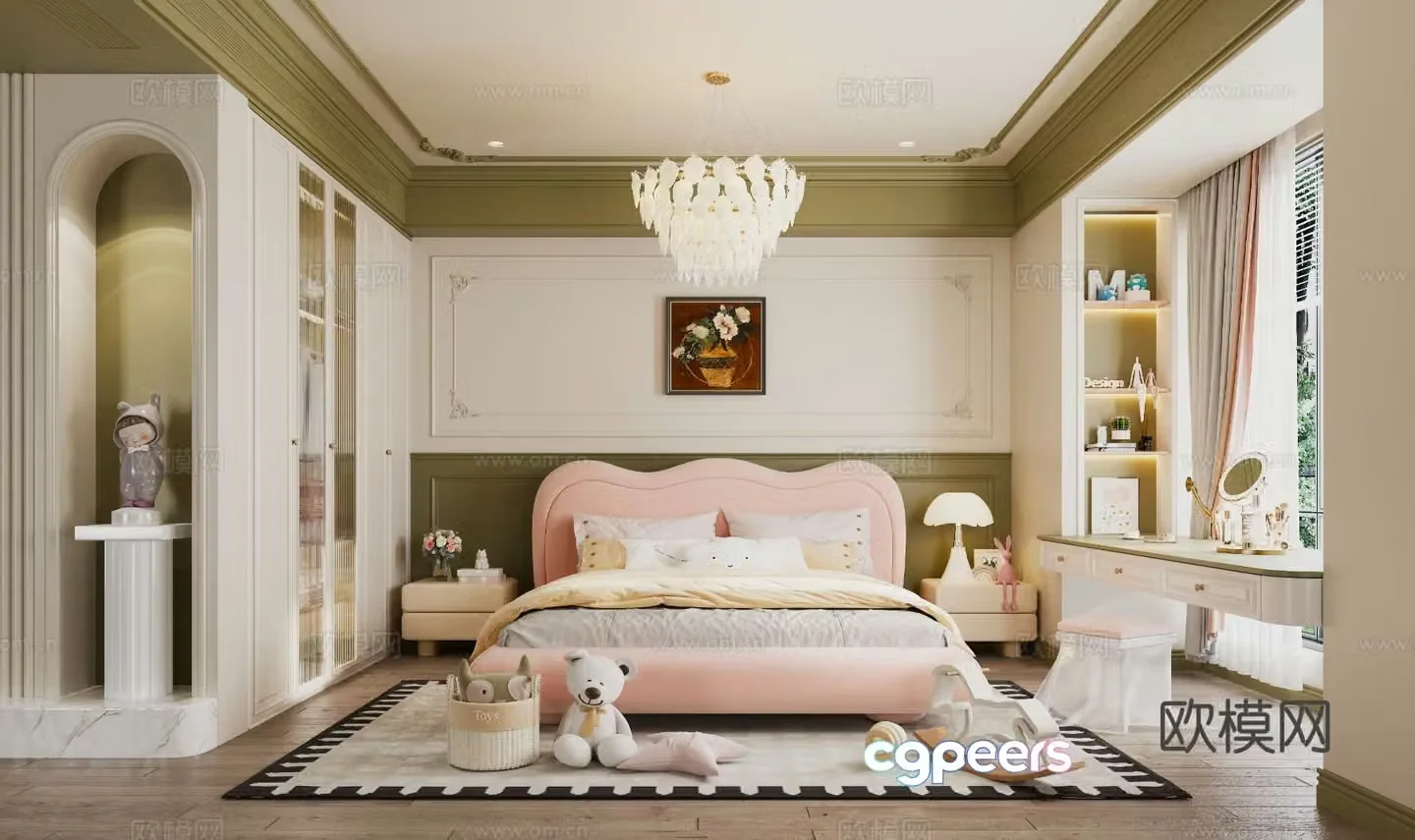 French style children’s room girl’s room 3d model