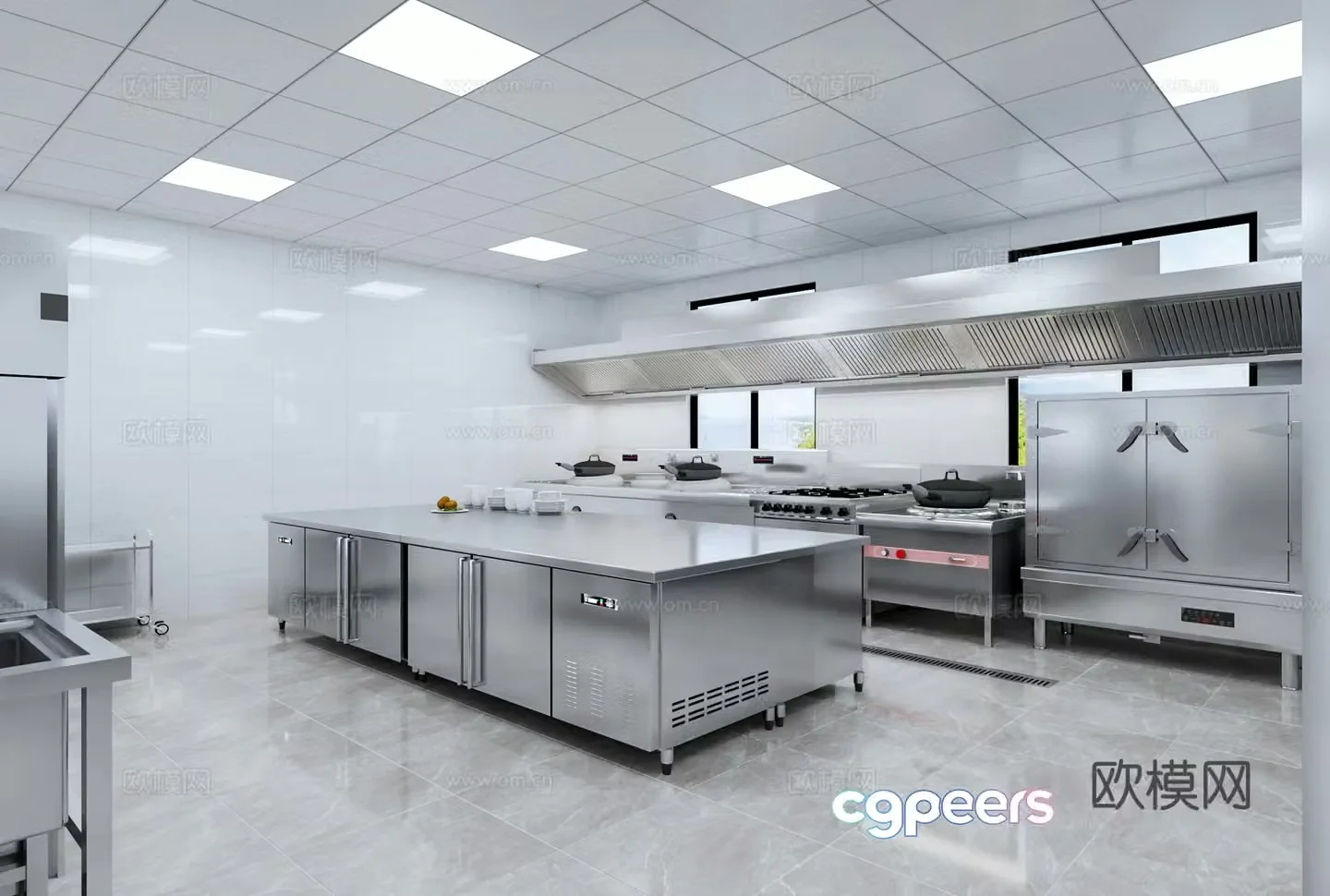 Modern kitchen central kitchen hotel kitchen 3d model