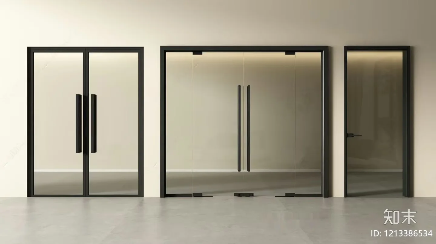 Modern Glass Doors 3D Model – 7229 – VRAY Render