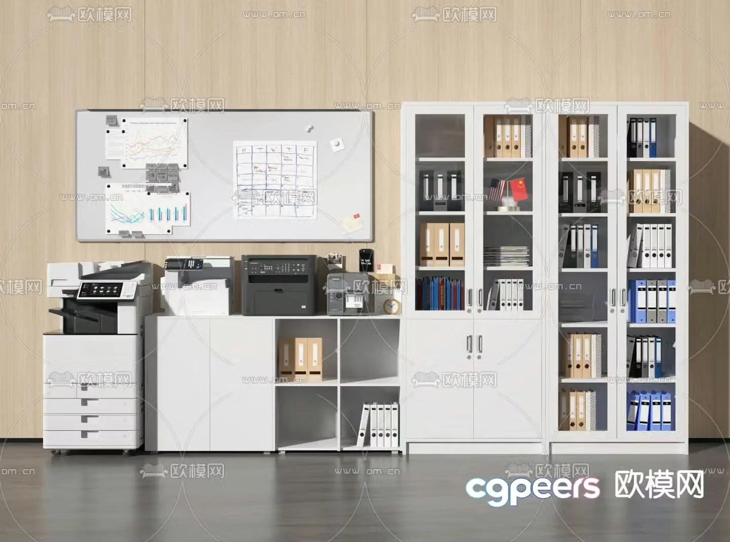 Office cabinet file cabinet printer copier 3d model