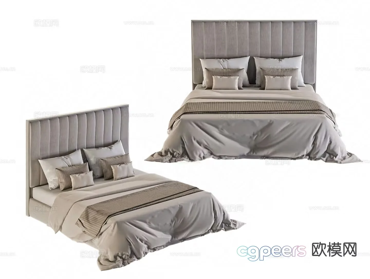 Modern double bed 3d model