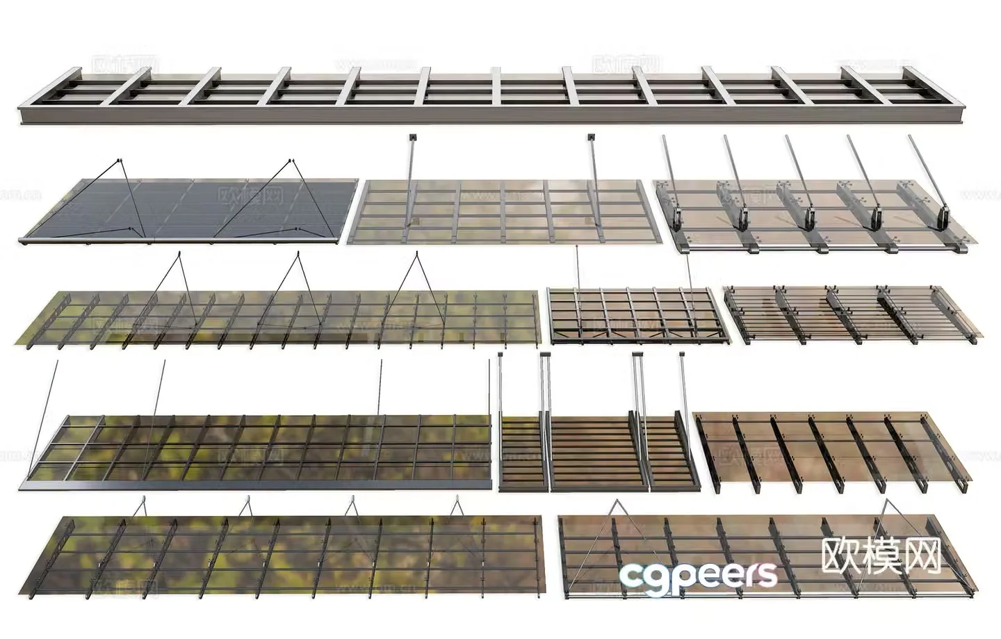 Modern glass canopy steel structure canopy store door canopy aluminum alloy canopy steel structure 3D model