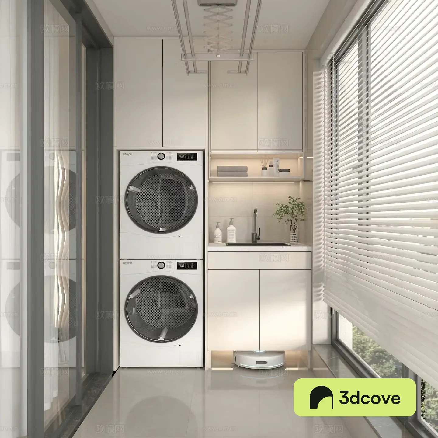 Balcony washing machine balcony cabinet sweeping robot venetian blind