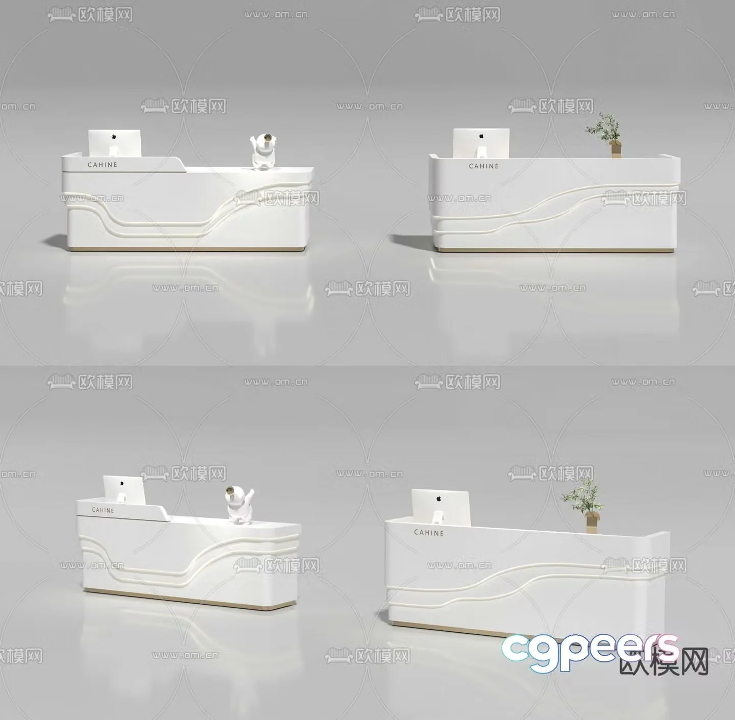 Modern front desk reception desk cashier 3d model