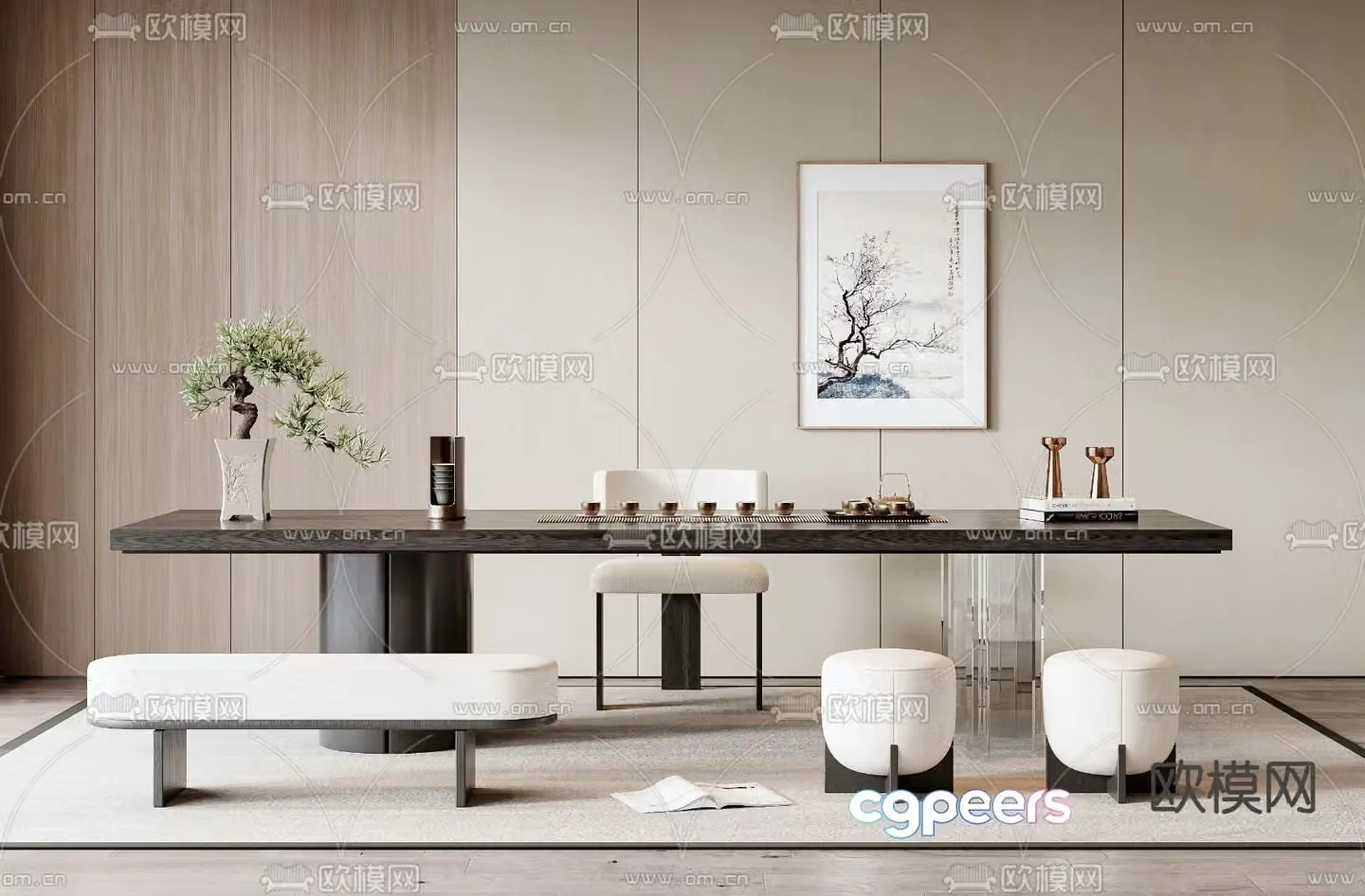 New Chinese tea table tea table 3D model