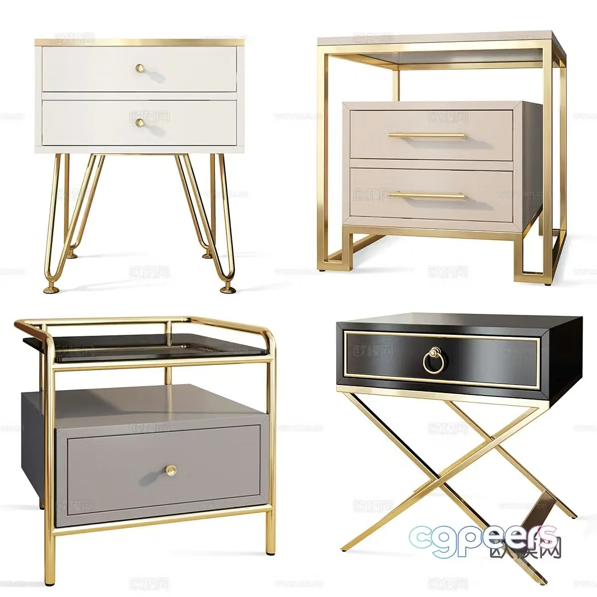 New Chinese style light luxury bedside table 3D model