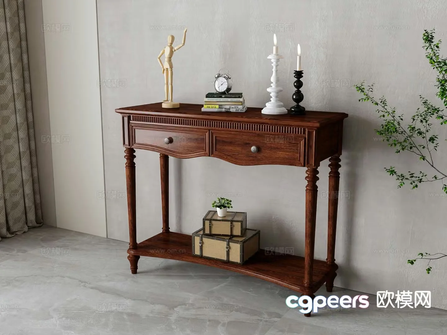 American end view desk entrance cabinet 3D model