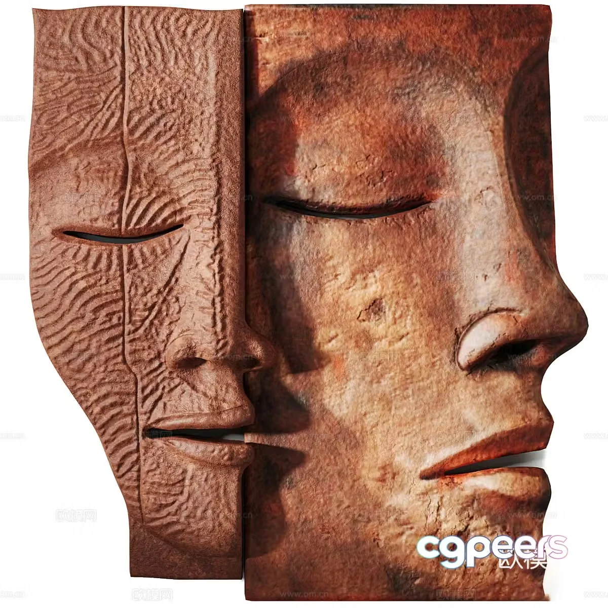 Modern Wasabi Facial Sculpture Wall Decoration 3D Model