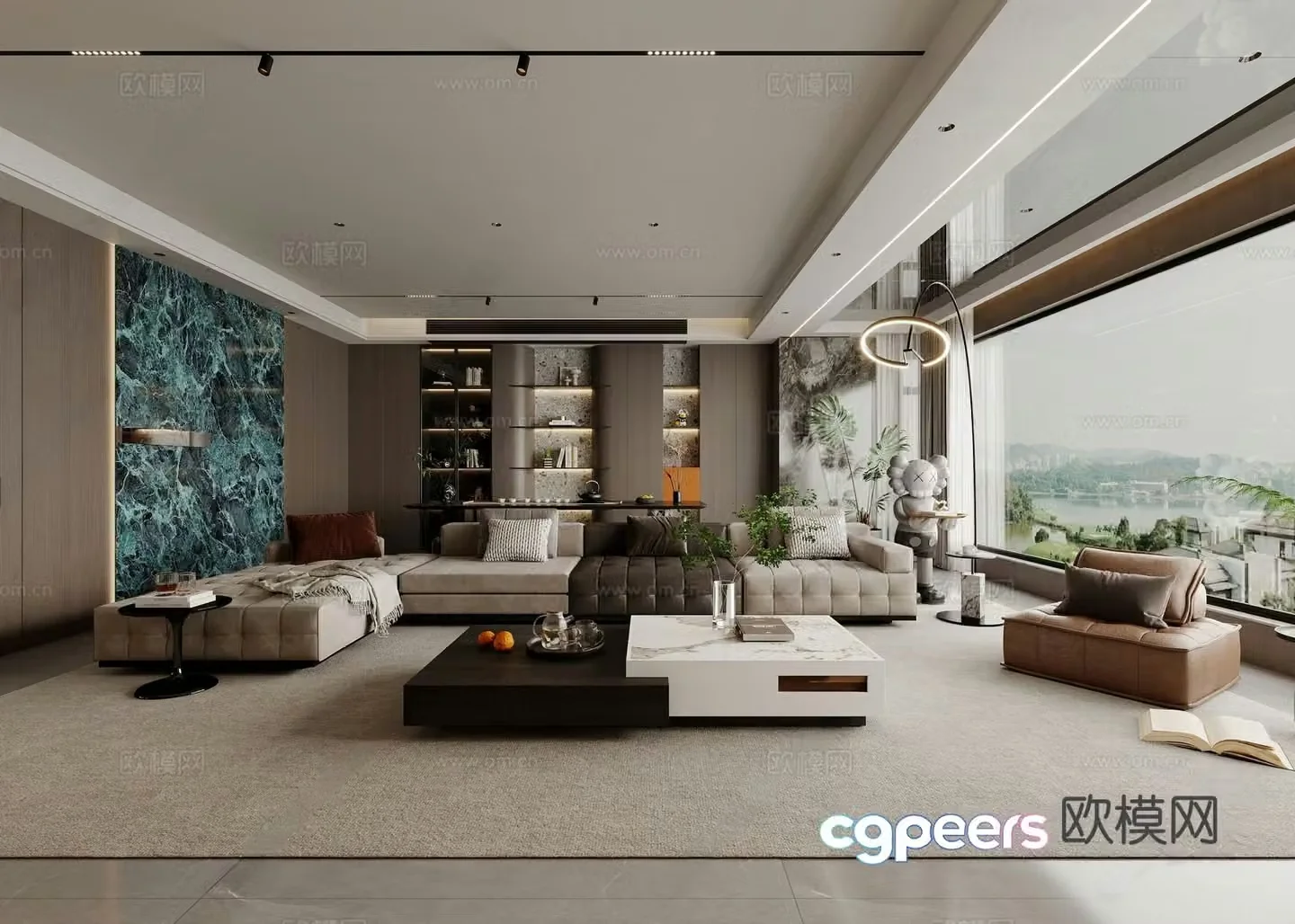 Italian restaurant sofa tea table combination tea table chair dining table chair TV sofa background wall 3d model