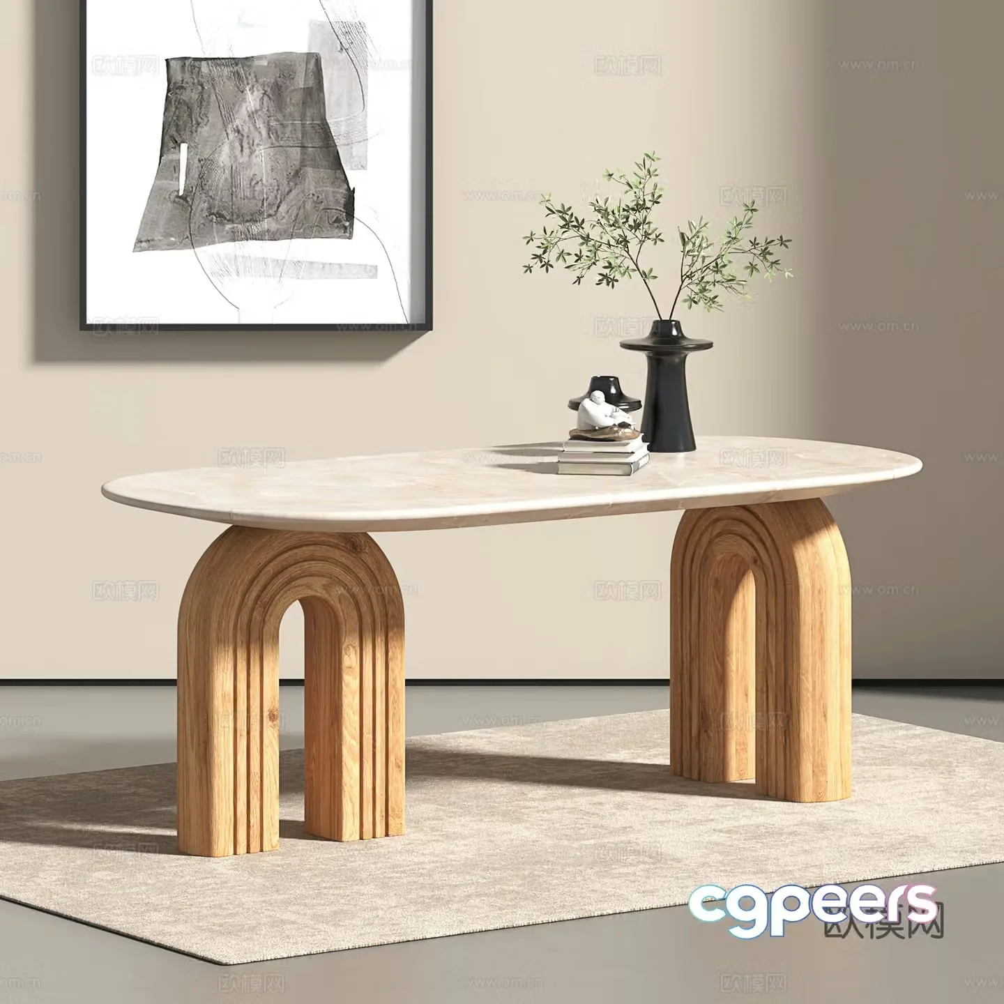 Retro dining chair Wasabi style dining table Middle style dining table 3D model