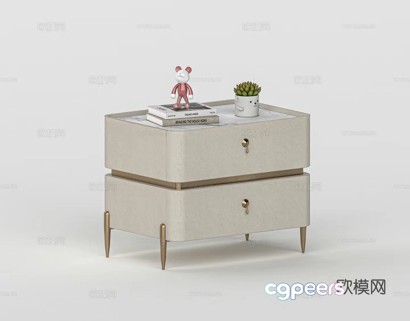 Modern light luxury bedside table 3D model