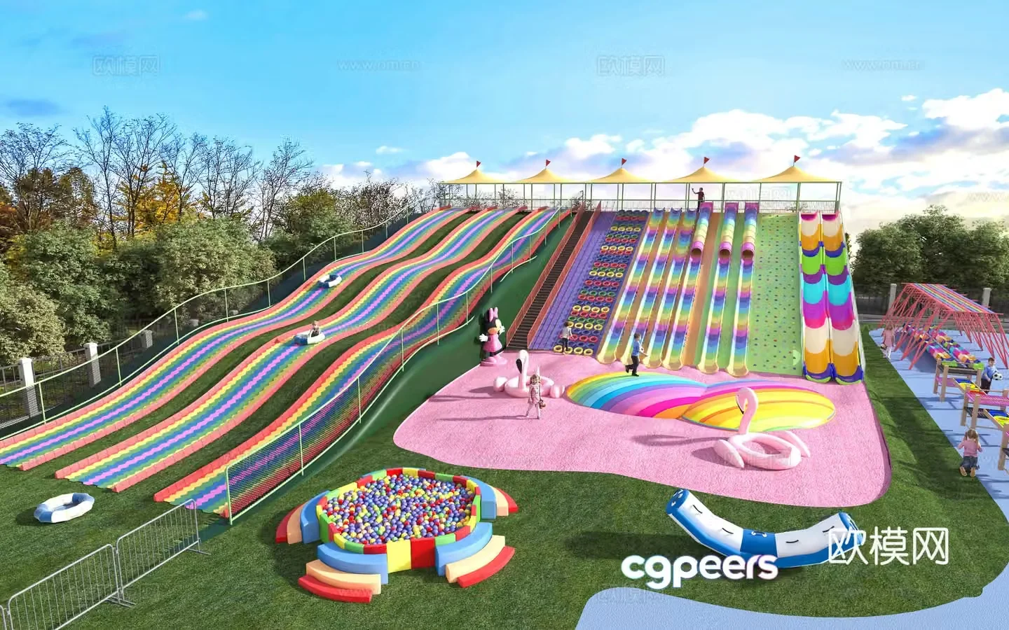 Unpowered amusement park playground 3d model