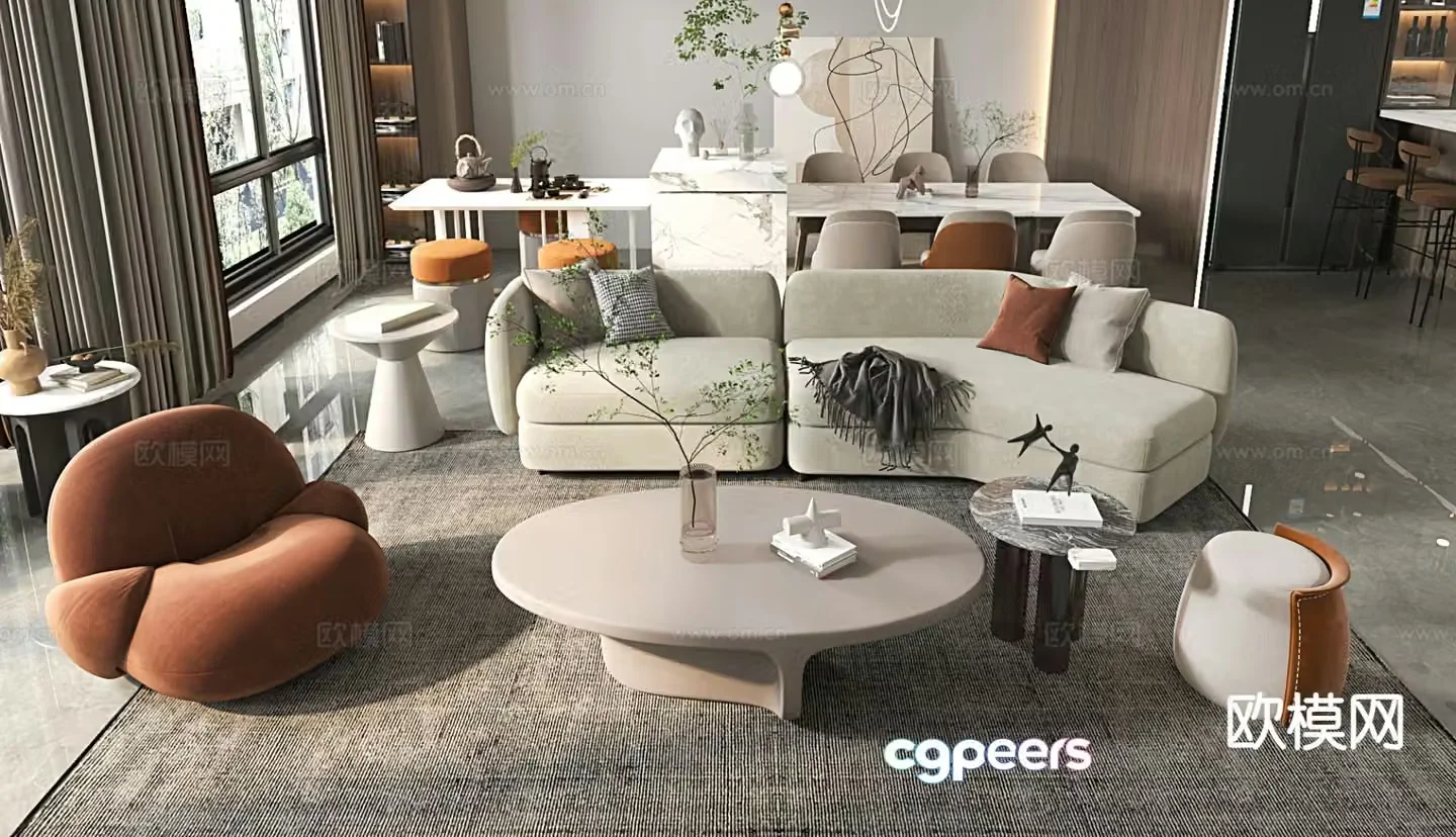 Modern sectional sofa 3d model