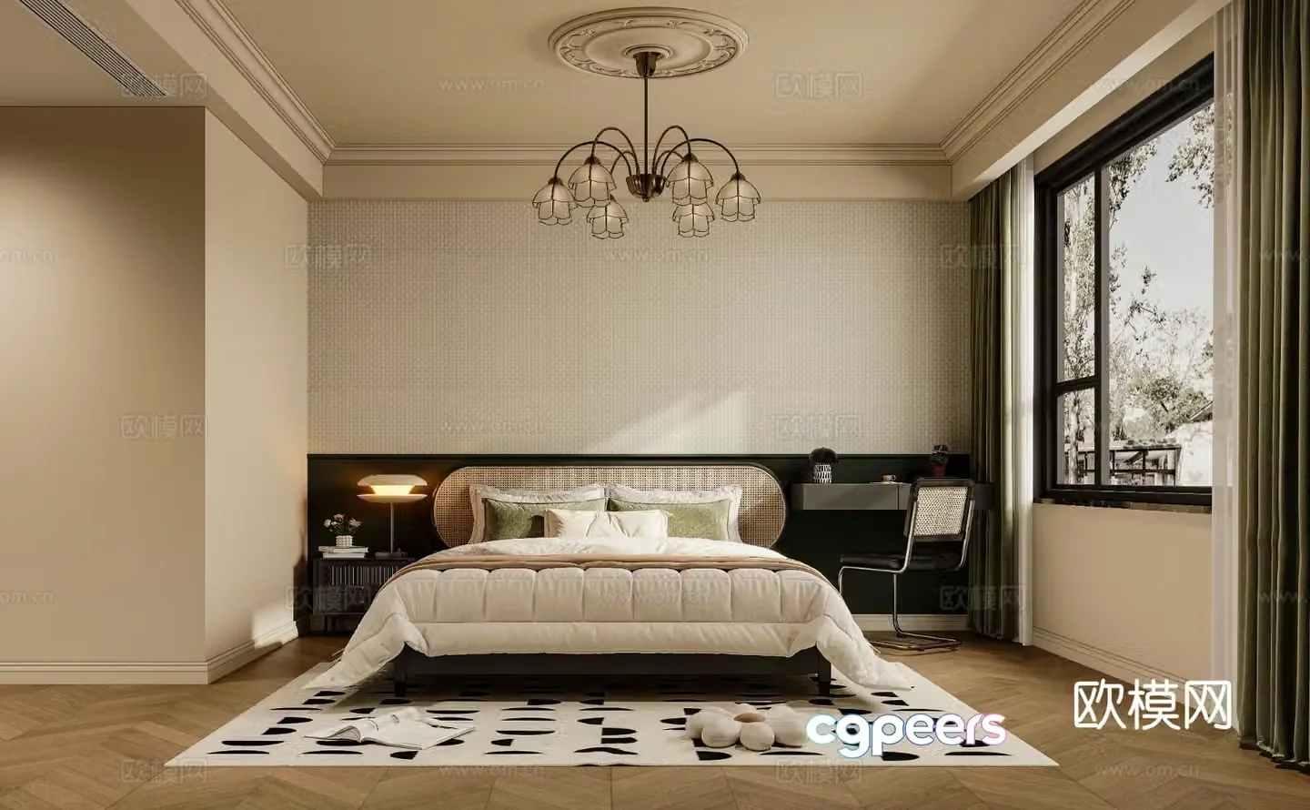 French retro bedroom master bedroom 3d model