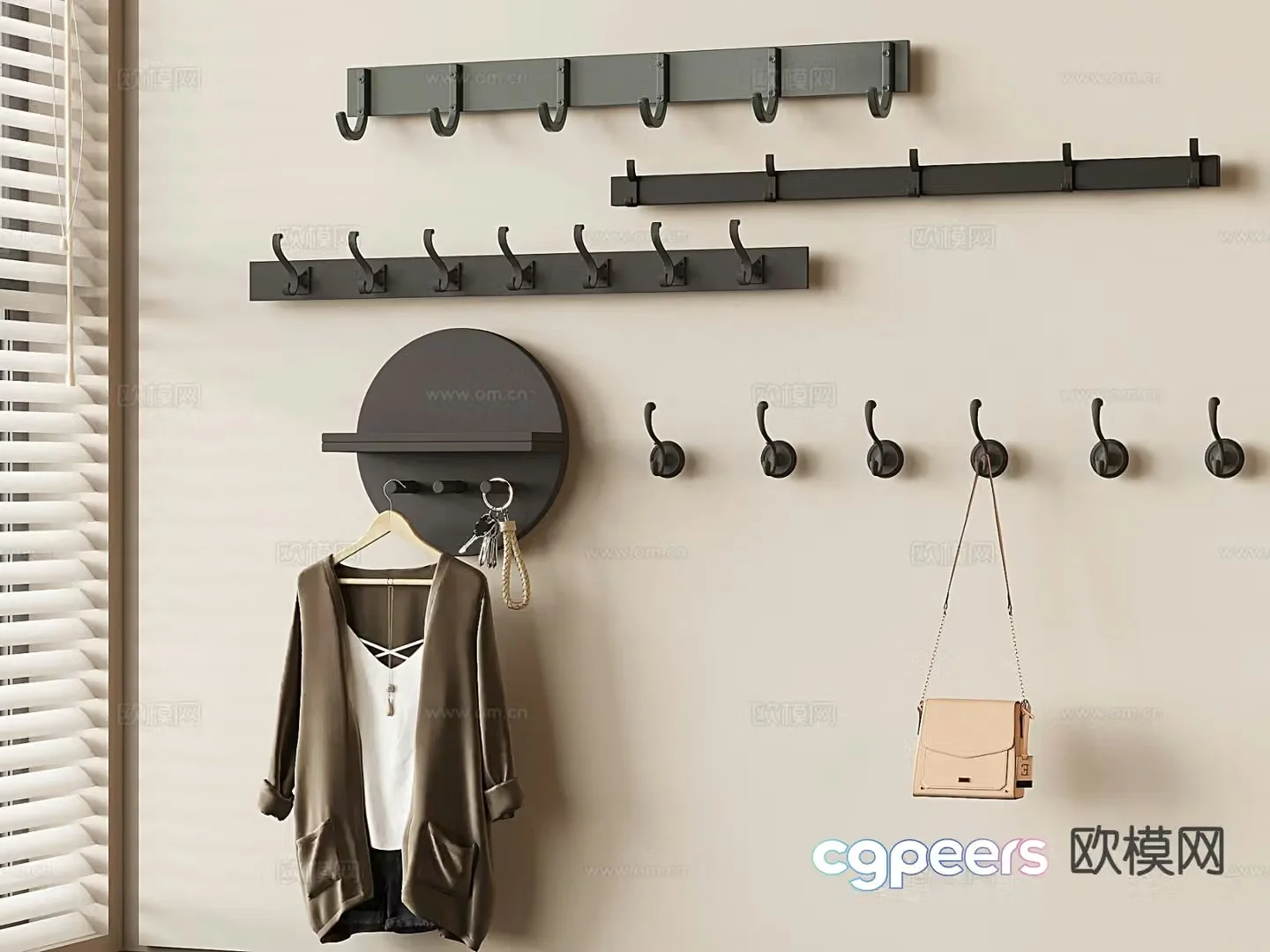 Metal coat hook wall coat rack coat rack 3d model