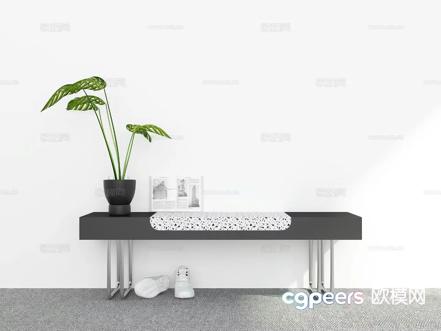 Modern shoe changing stool bench stool 3d model