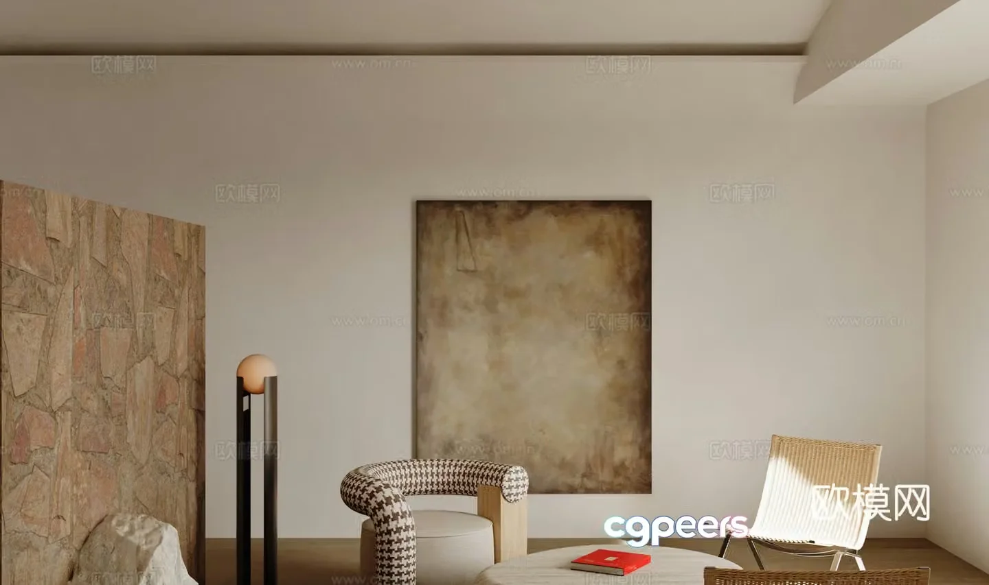 Wasabi texture painting living room hanging painting 3D model
