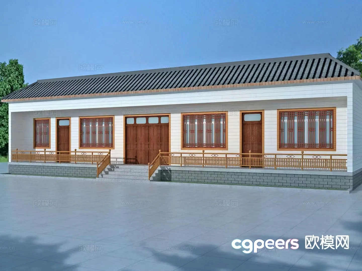 New Chinese style rural house traditional house renovation 3D model