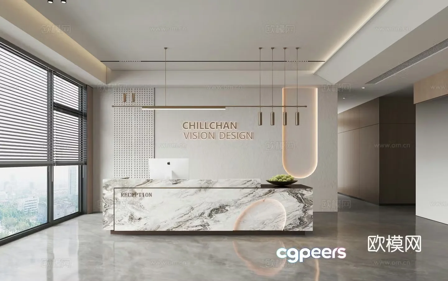 Modern company front desk 3D model