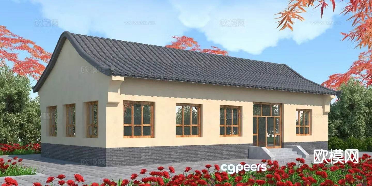 New Chinese-style station appearance 3D model
