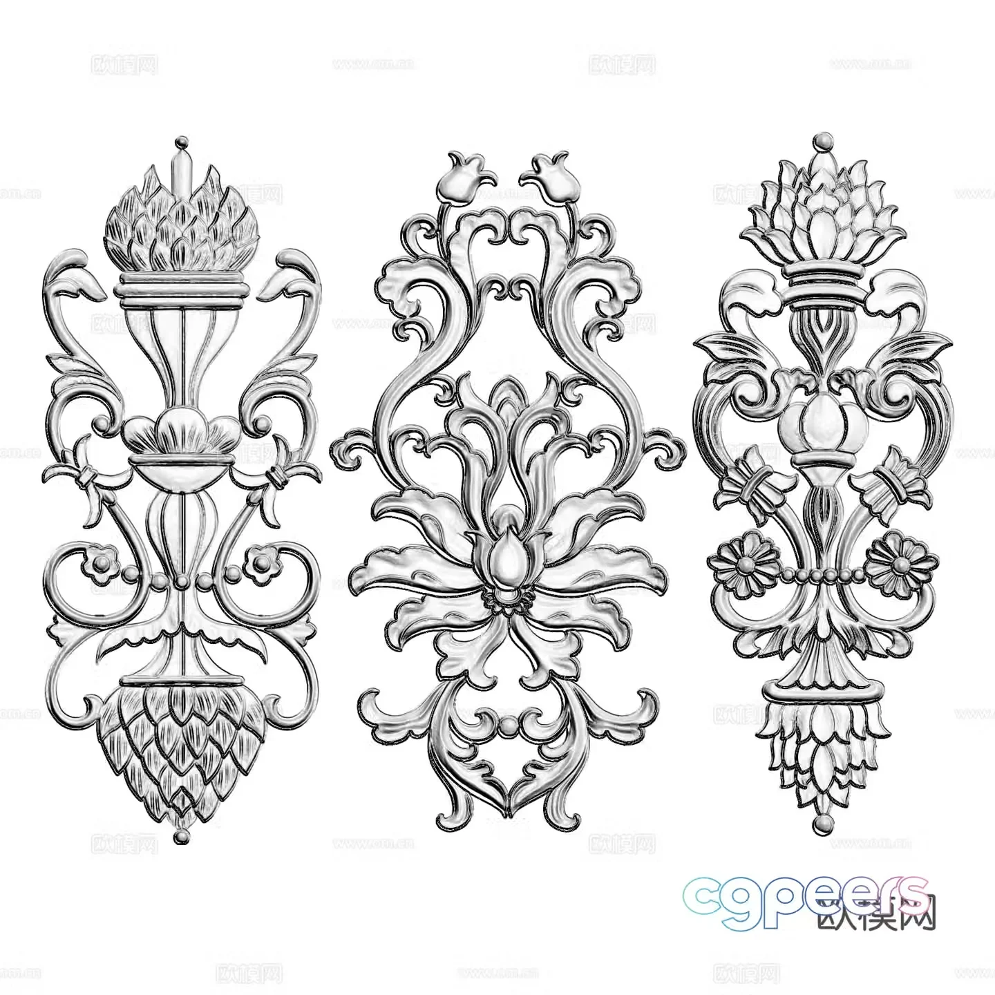 European style carving combination corner flower 3D model