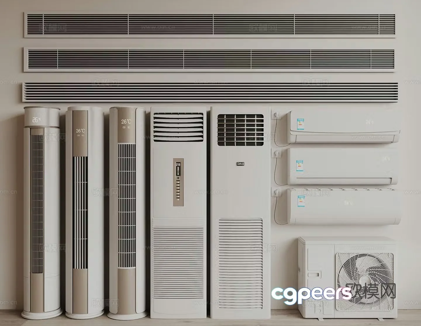 Modern air conditioner 3D model