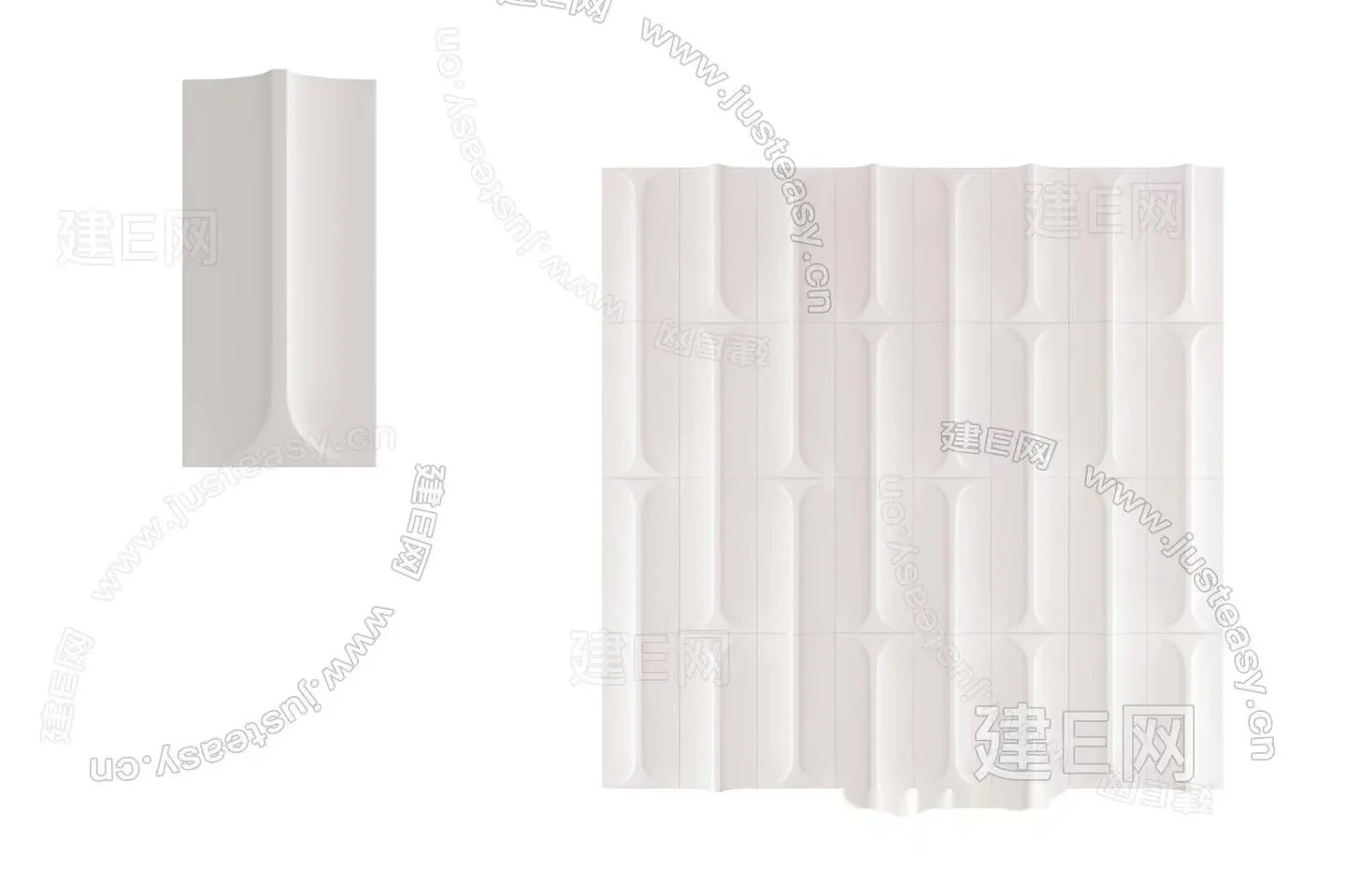 The Image Features A White Wall With A Decorative Design 3D Model – 708 – VRAY Render