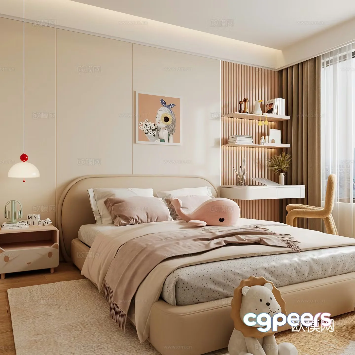 Modern children’s room girl’s room 3d model