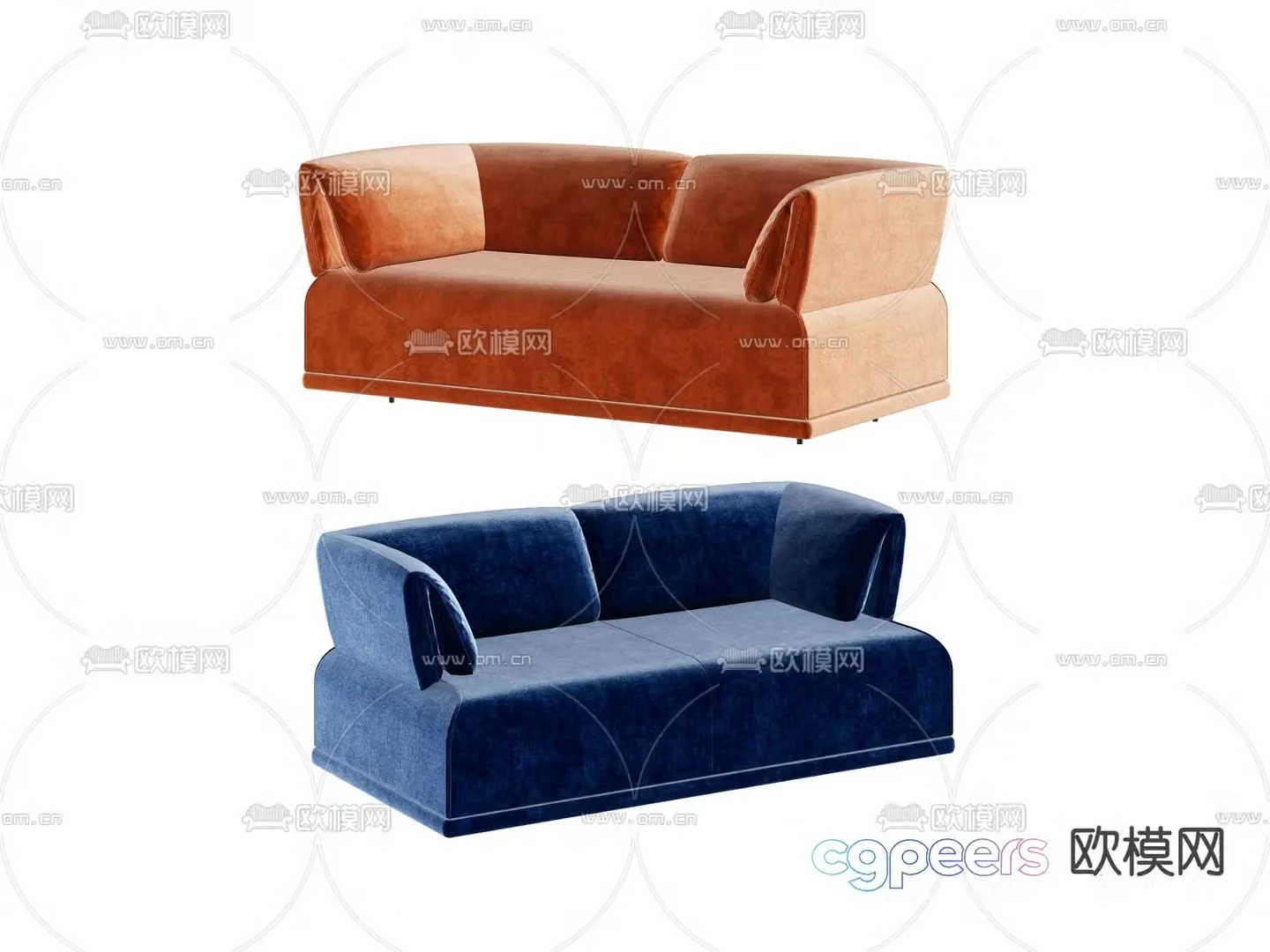 Modern sofa casual sofa double sofa 3d model