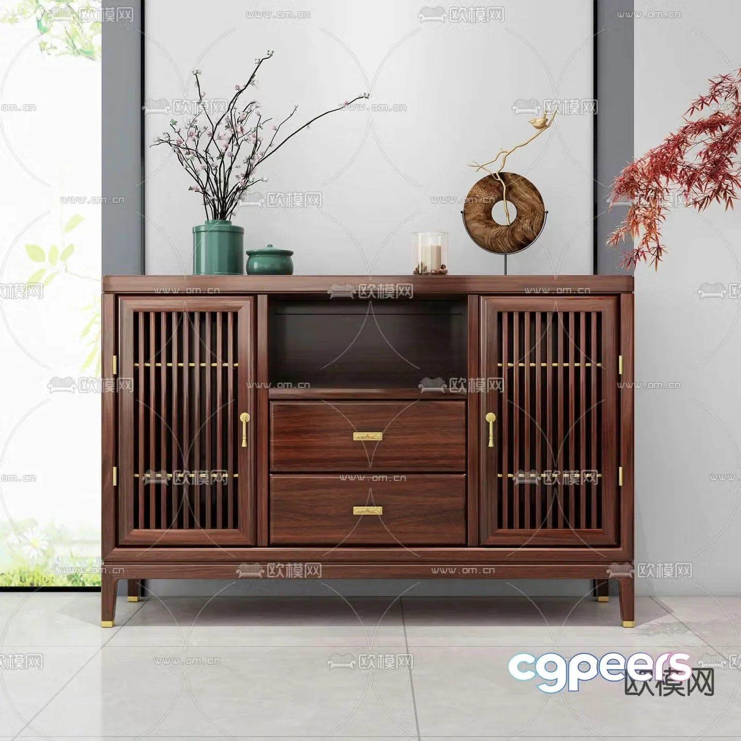 Chinese sideboard entrance cabinet end view cabinet 3D model