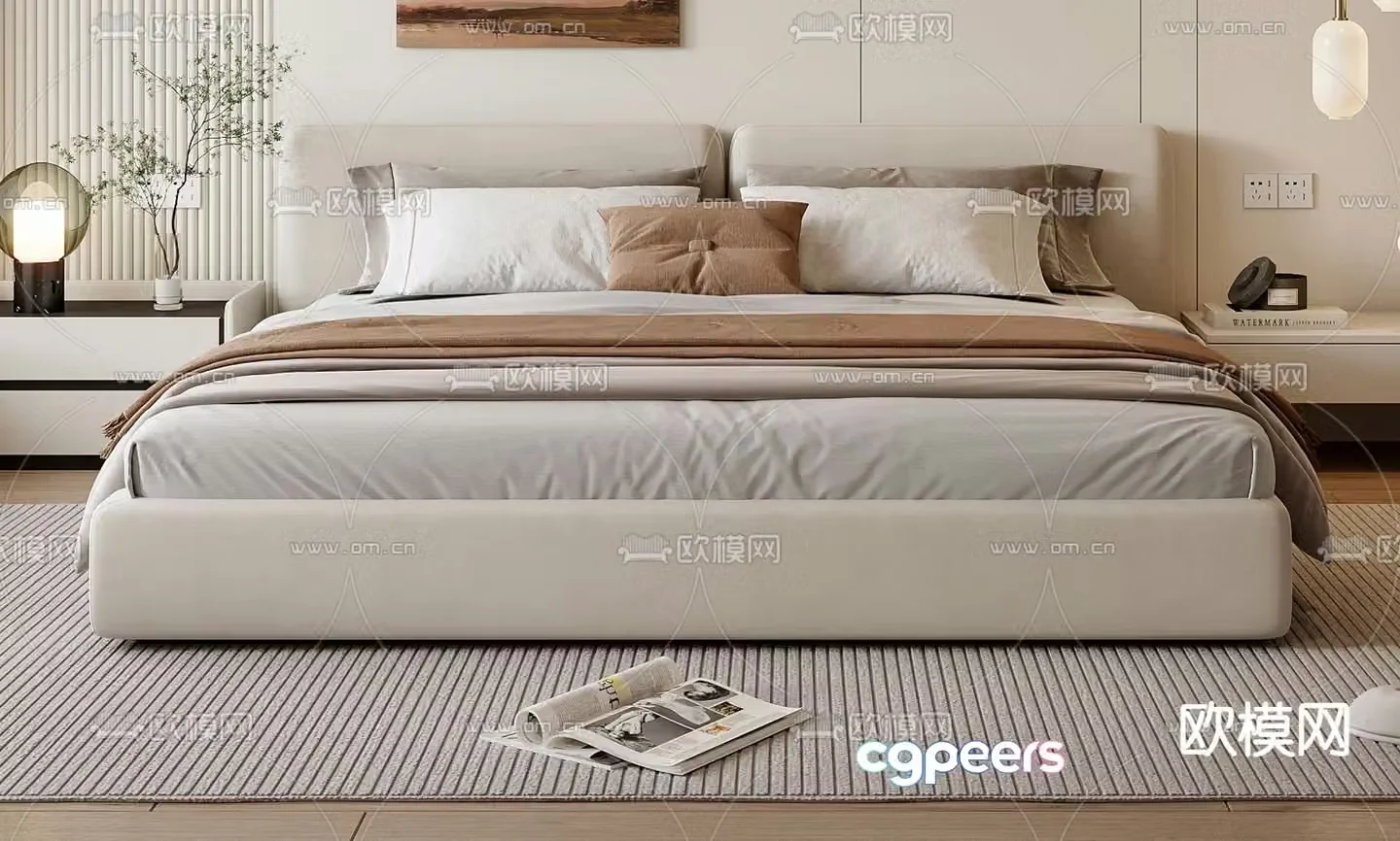 Modern double bed 3d model