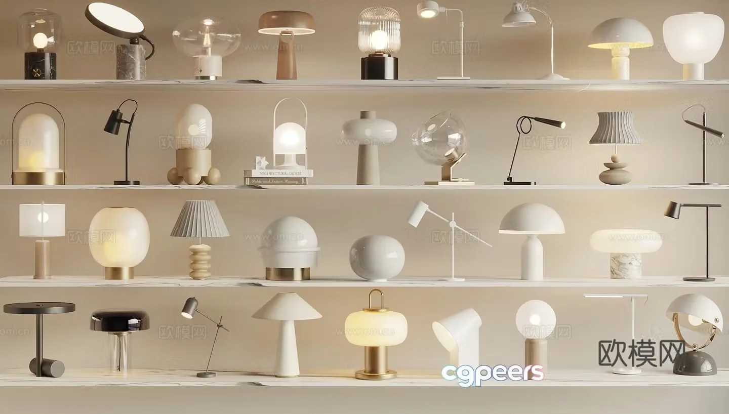 Cream style table lamp glass table lamp bedroom table lamp 3d model