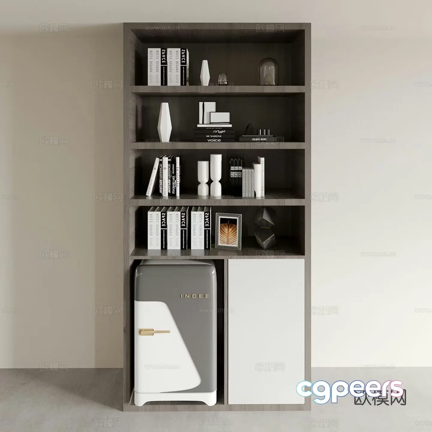 Modern bookcase display cabinet 3d model