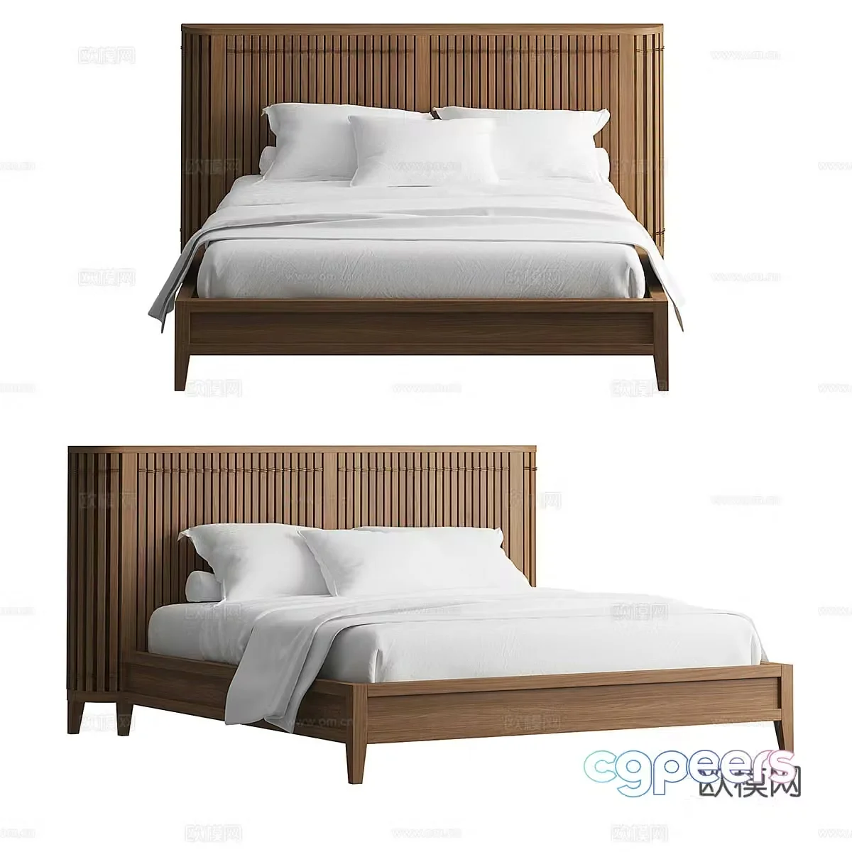 Nordic simple double bed double bed simple bed 3d model