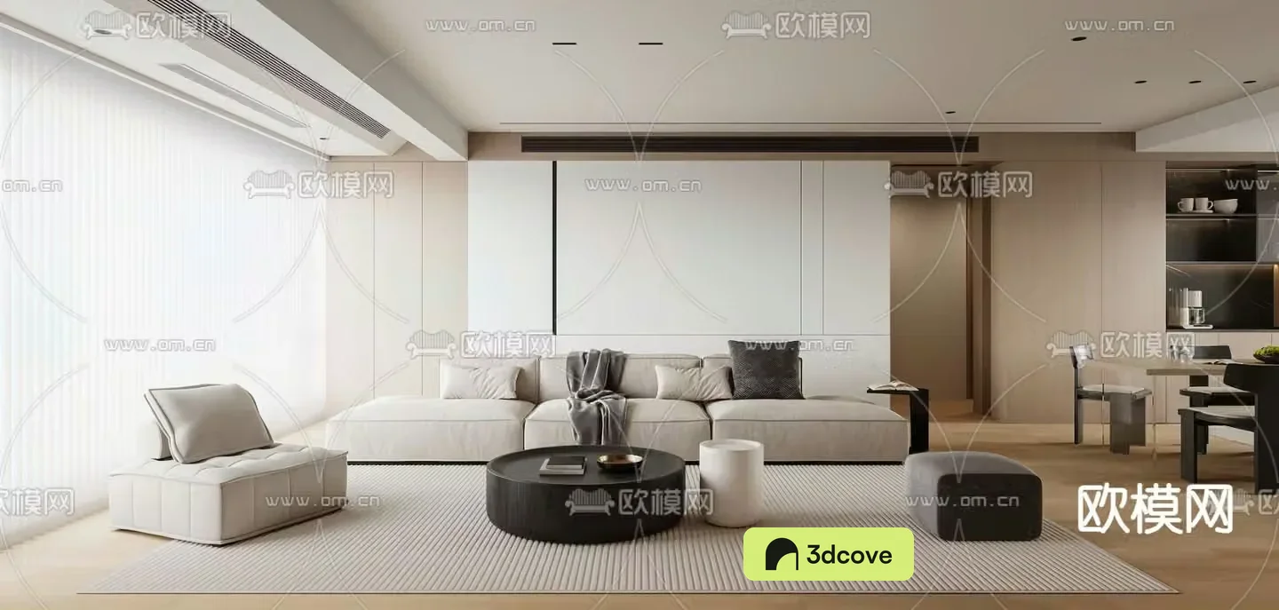 Modern living and dining room