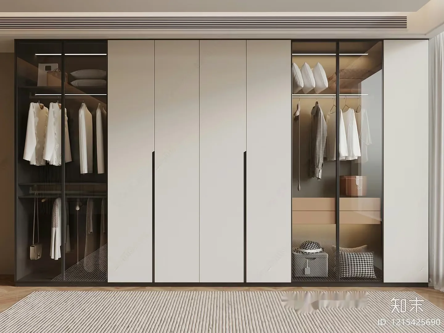Modern White Wardrobe 3D Model – 9909 – VRAY Render