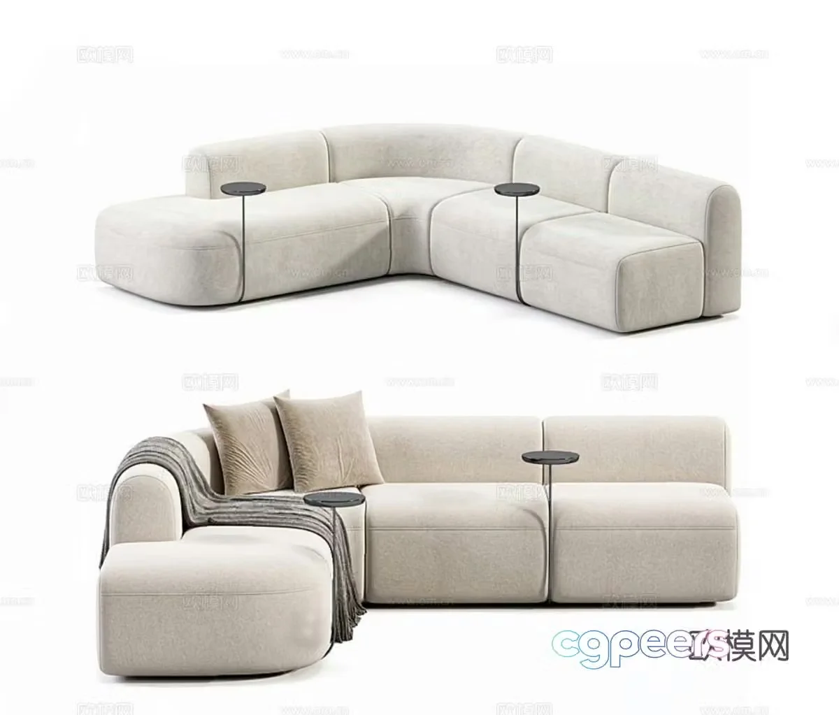 Modern multi-seater sofa corner sofa 3d model