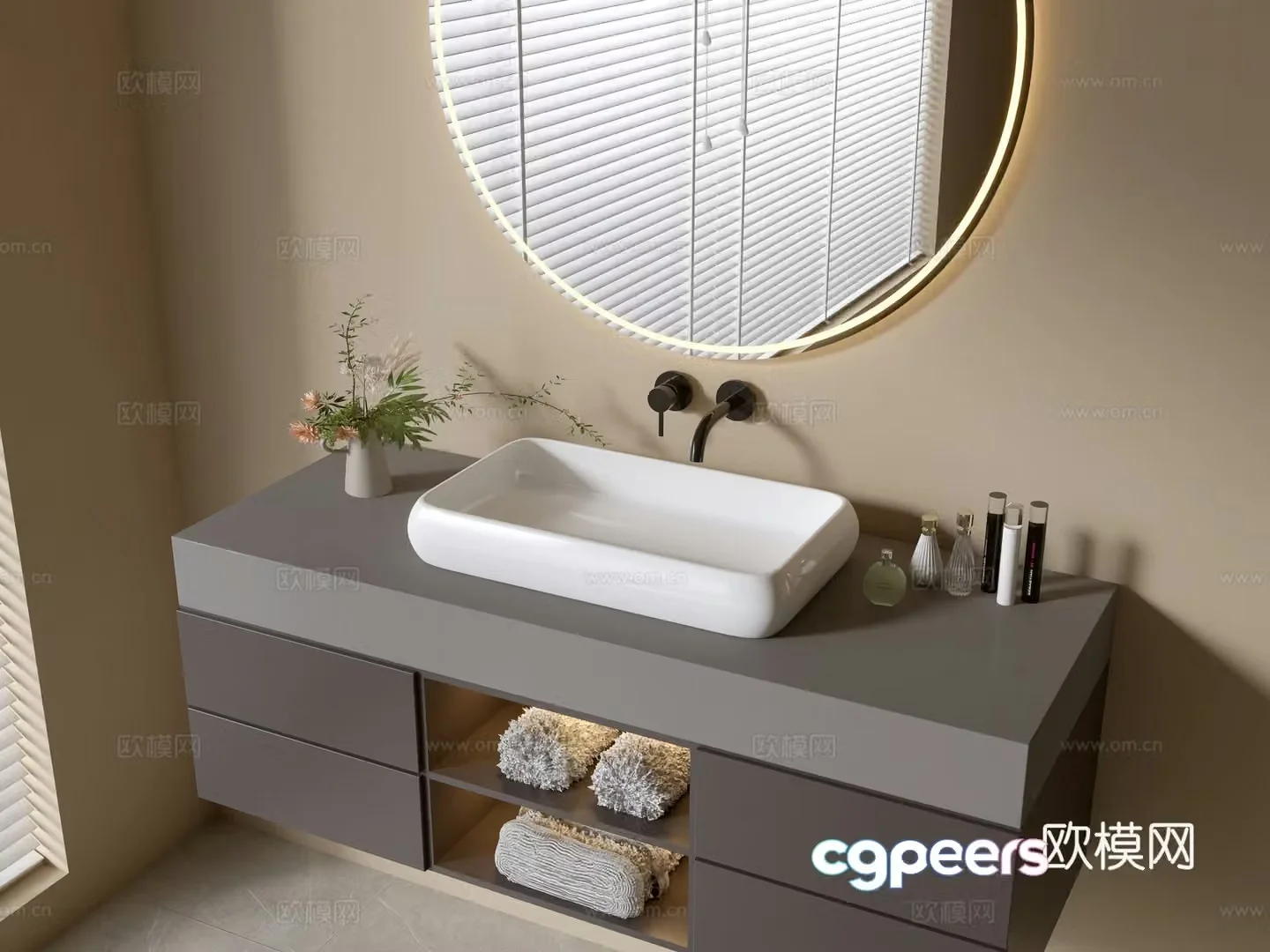 Modern bathroom cabinet bathroom basin bathroom ornaments mirror cabinet sink 3d model